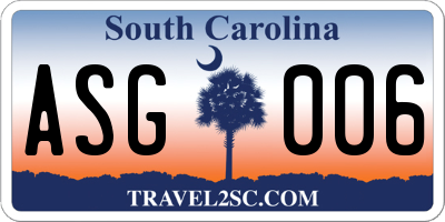 SC license plate ASG006