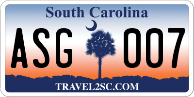 SC license plate ASG007