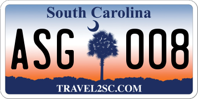 SC license plate ASG008