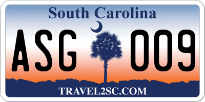 SC license plate ASG009