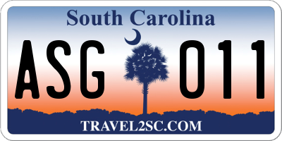 SC license plate ASG011