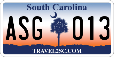 SC license plate ASG013