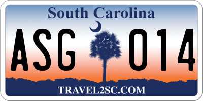 SC license plate ASG014