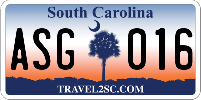 SC license plate ASG016