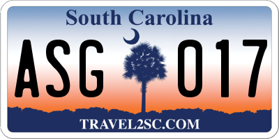 SC license plate ASG017