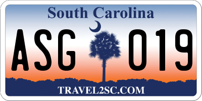 SC license plate ASG019