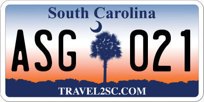 SC license plate ASG021