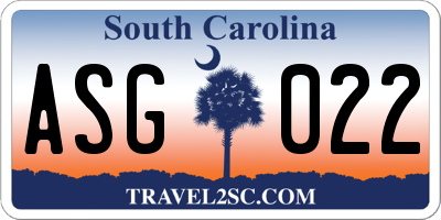 SC license plate ASG022