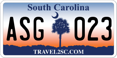 SC license plate ASG023