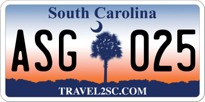 SC license plate ASG025