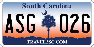 SC license plate ASG026