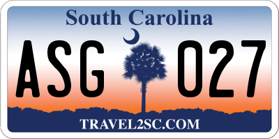 SC license plate ASG027