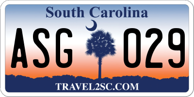 SC license plate ASG029