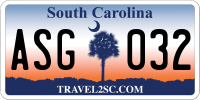 SC license plate ASG032