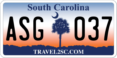 SC license plate ASG037