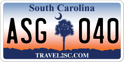 SC license plate ASG040