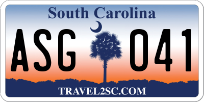 SC license plate ASG041