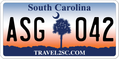 SC license plate ASG042