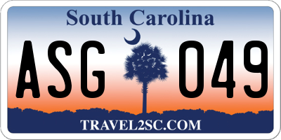 SC license plate ASG049