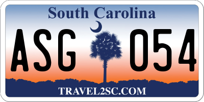 SC license plate ASG054