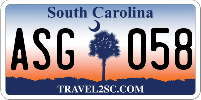 SC license plate ASG058
