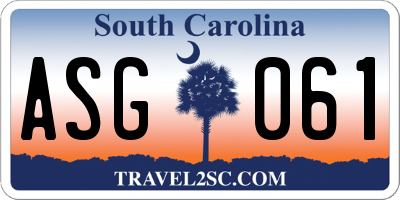 SC license plate ASG061