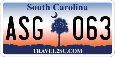 SC license plate ASG063