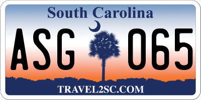 SC license plate ASG065
