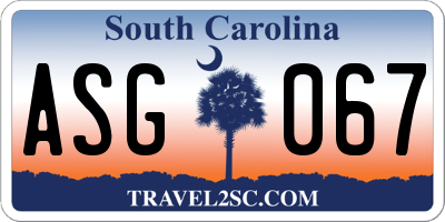 SC license plate ASG067