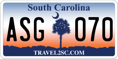 SC license plate ASG070