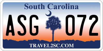 SC license plate ASG072