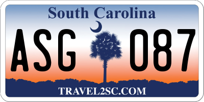 SC license plate ASG087