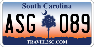 SC license plate ASG089