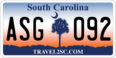 SC license plate ASG092