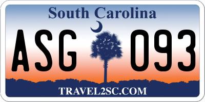 SC license plate ASG093