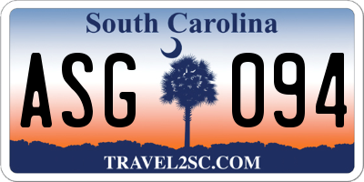 SC license plate ASG094
