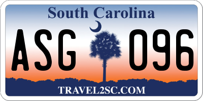 SC license plate ASG096