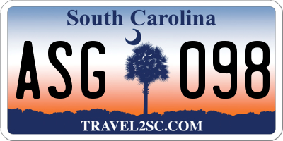 SC license plate ASG098