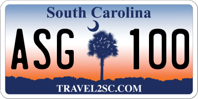 SC license plate ASG100