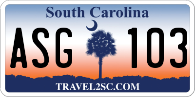 SC license plate ASG103