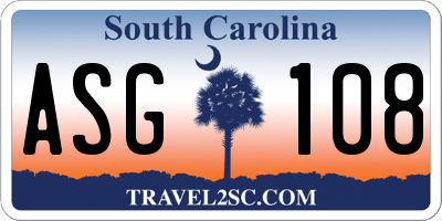 SC license plate ASG108