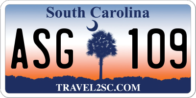 SC license plate ASG109