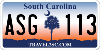 SC license plate ASG113