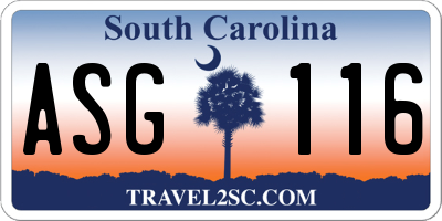 SC license plate ASG116