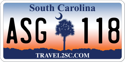 SC license plate ASG118