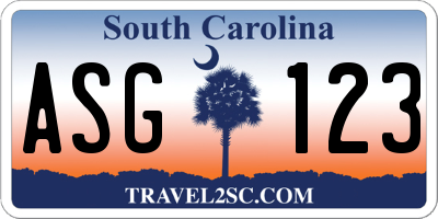 SC license plate ASG123