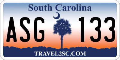 SC license plate ASG133