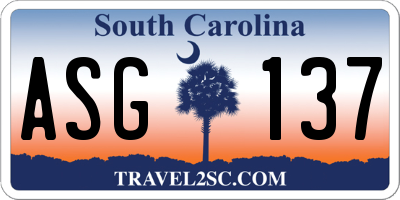 SC license plate ASG137