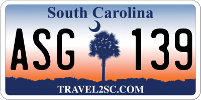 SC license plate ASG139