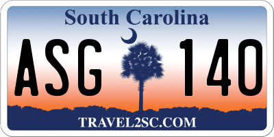 SC license plate ASG140